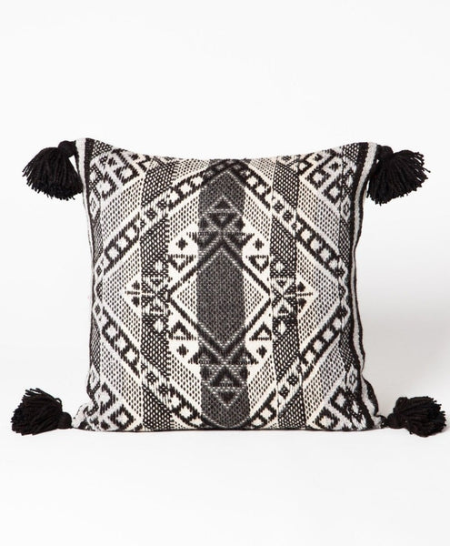 handmade alpaca pillow with pompoms