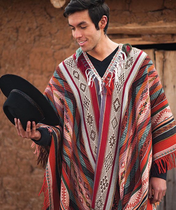 Sonqo Master Weaver Peruvian Poncho; Alpaca Wool Poncho,  