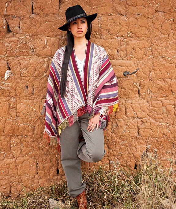 Soft & Warm Red Alpaca Wool Poncho / Ruana Wrap Shawl From Ecuador - ECUALAMA