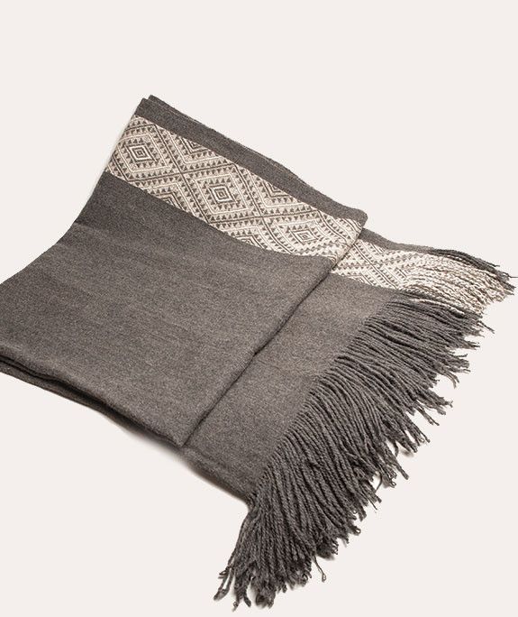 Inca Design Alpaca Throw- Charcoal Grey; Peruvian Alpaca Throw Blanket 